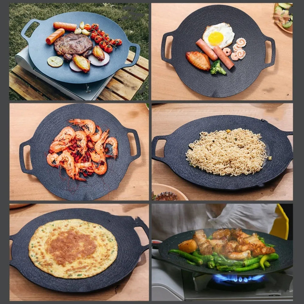 Grill Pan | Marble Nonstick Coating | Round With Handle | Baking, Grilling, BBQ
