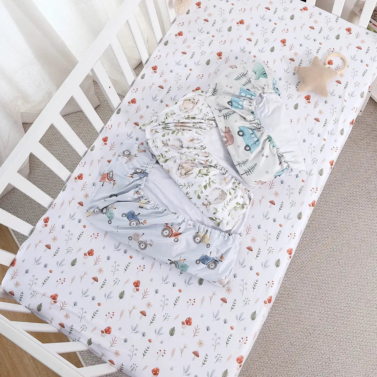 HappyFlute New One Piece Cartoon Print 70*130CM Elastic Band Design Skin-friendly&Breathable Baby Bed Sheet from PriceLows™