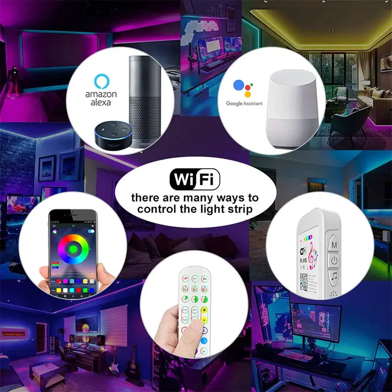 Wifi Led Strip Lights Bluetooth Music Led Tape Light 220V Alexa Led Lighting Strips Adhesive Led Strip 12v Rgb 5050 from PriceLows™
