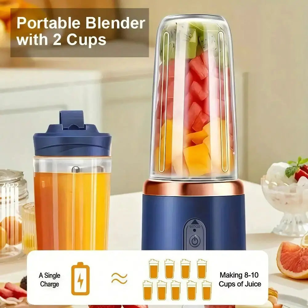 Juicer Cup + Portable Outdoor Cup, Dual Cups, Detachable, Easy To Clean, For Making Fine Juice, Fruit Blender, Beverage Maker, Suitable For Home, Outdoor Travel, Office, USB Charging, Portable Blender, Juice Mixer - Perfect G from PriceLows™