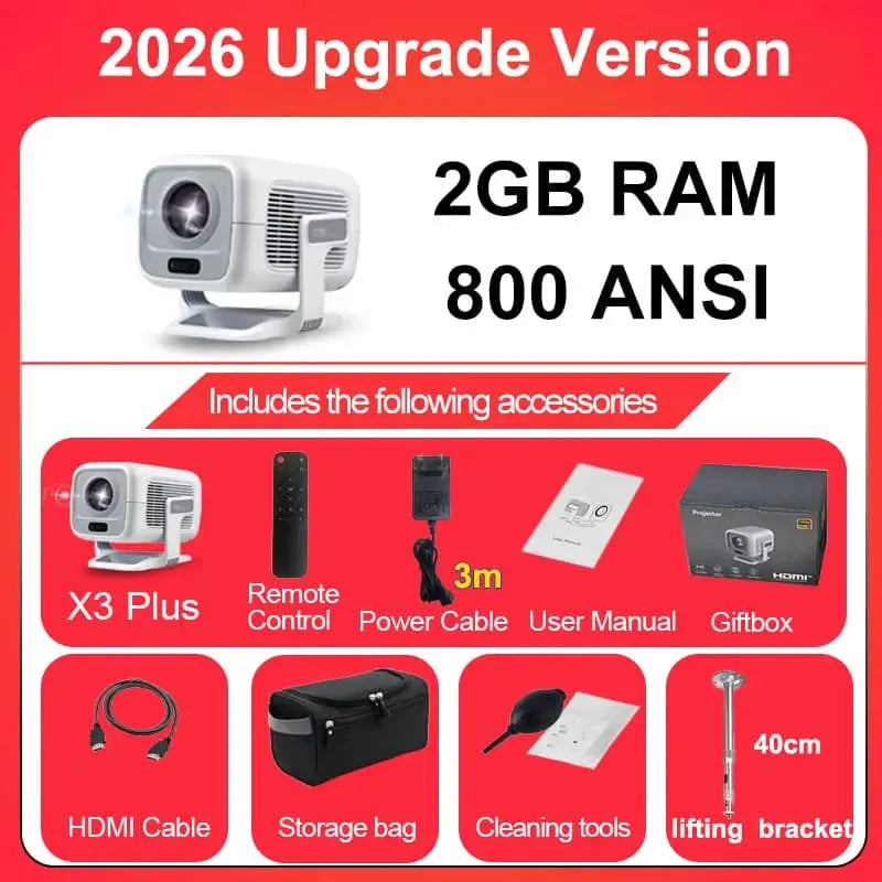 Portable Projector | Native 1080P | WiFi6 Bluetooth | Android OS