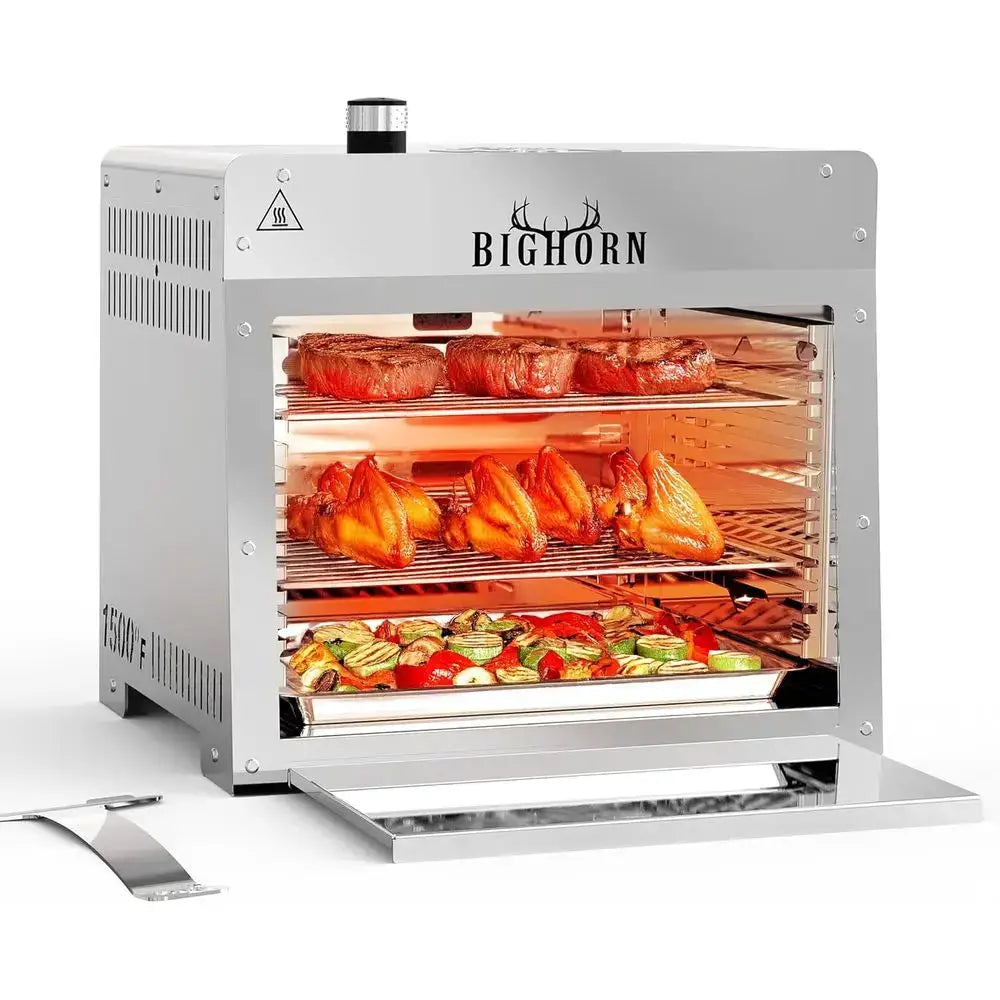 Portable 1500°F Infrared Propane Grill for Outdoor BBQ, Steaks, and Pizzas with Stainless Steel and Pizza Stone from PriceLows™
