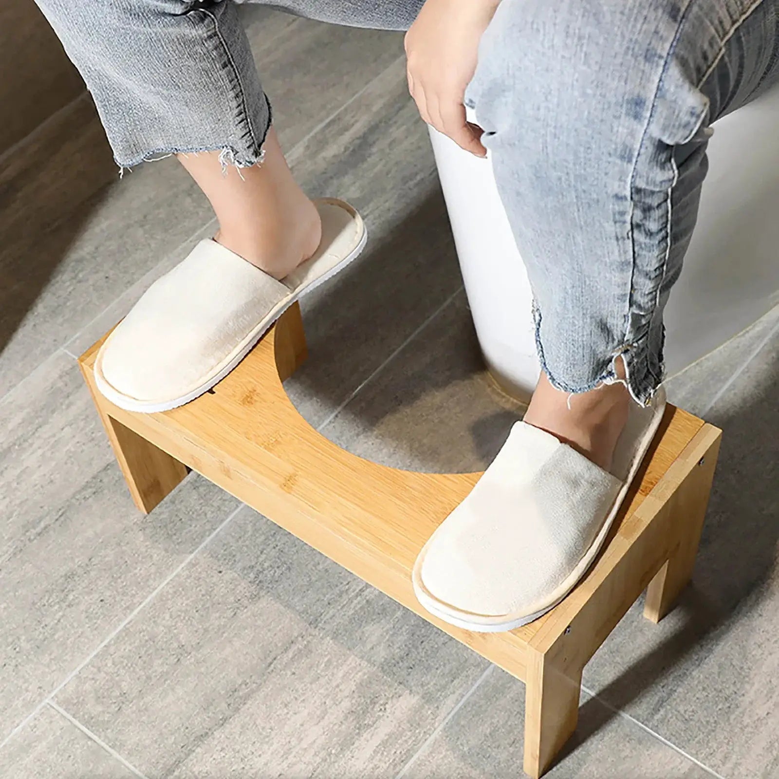 Adjustable Toilet Squatty Step Stool Bamboo Wood Bathroom Potty Aid Piles Relief 7-9 Inches from PriceLows™