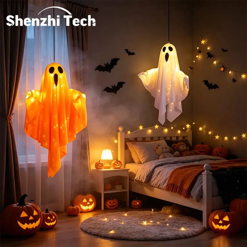 Hanging Halloween Ghost Light | Led Fabric | Battery Operated | One Size