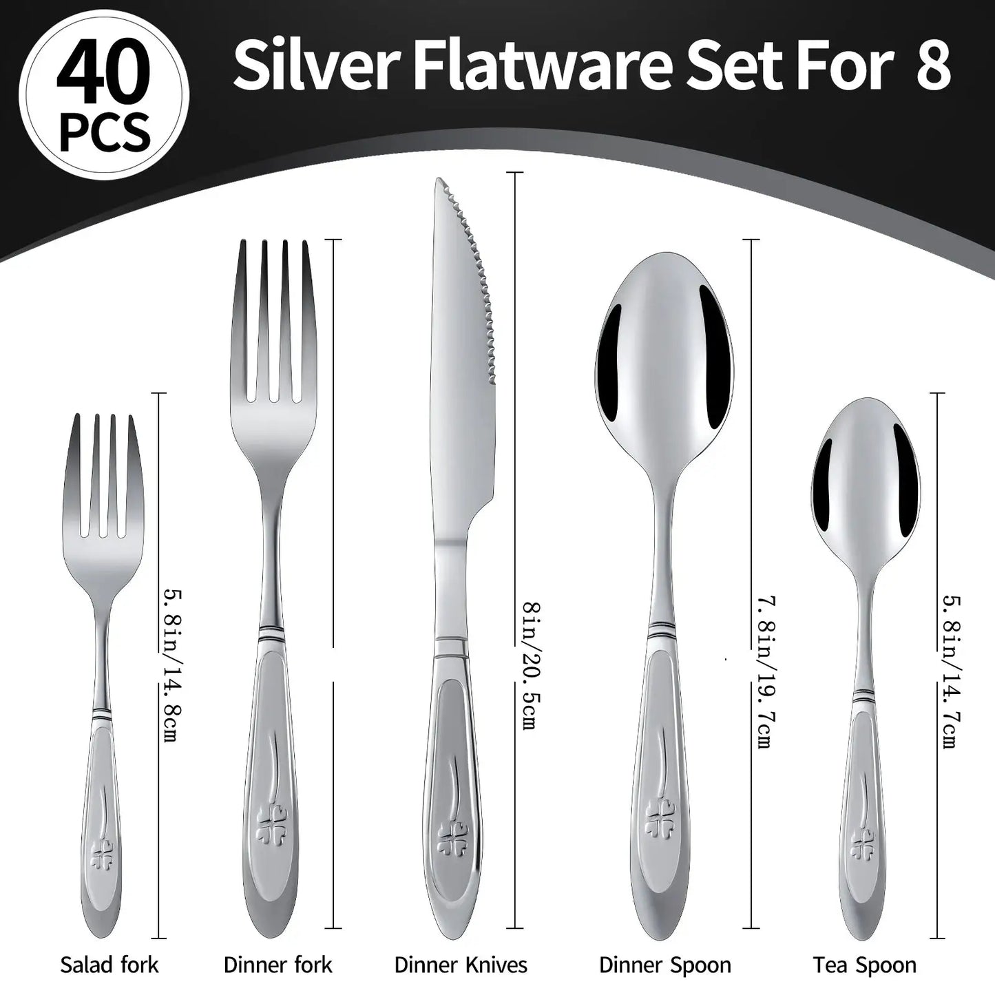 40/20 Piece Four-leaf Clover Pattern Western Cutlery Set - Ideal for Weddings And Banquets Premium Gift Tableware Set from PriceLows™