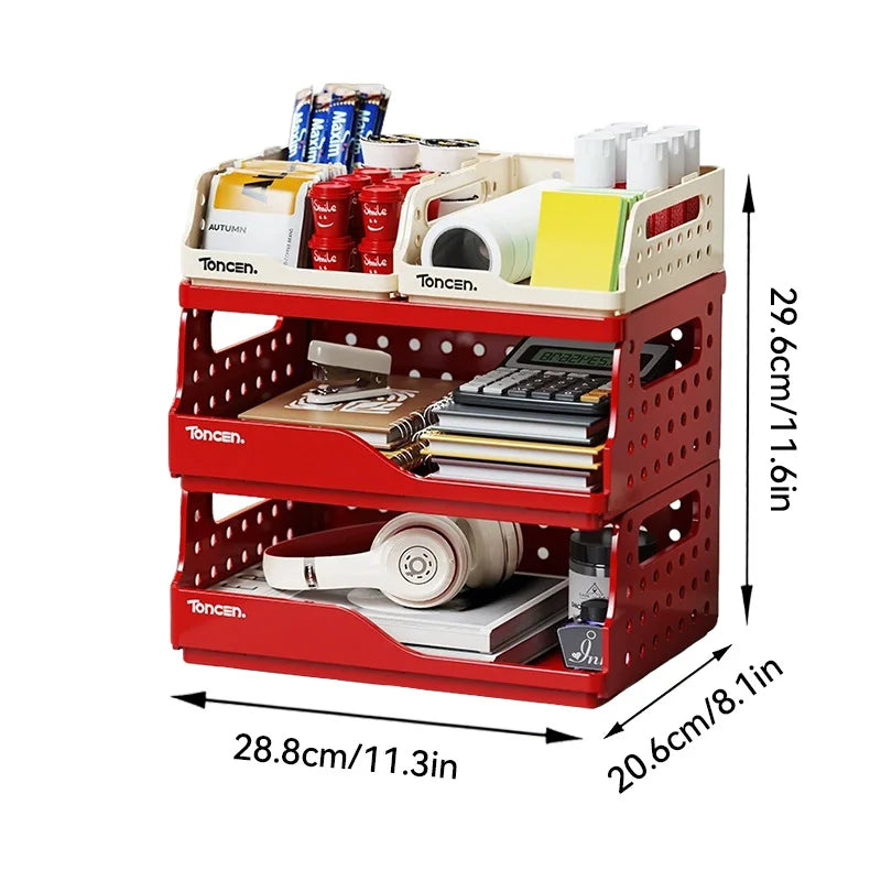 Desk Organizer | 3-Tier Stackable | 2 Large 2 Small Compartments | One Size