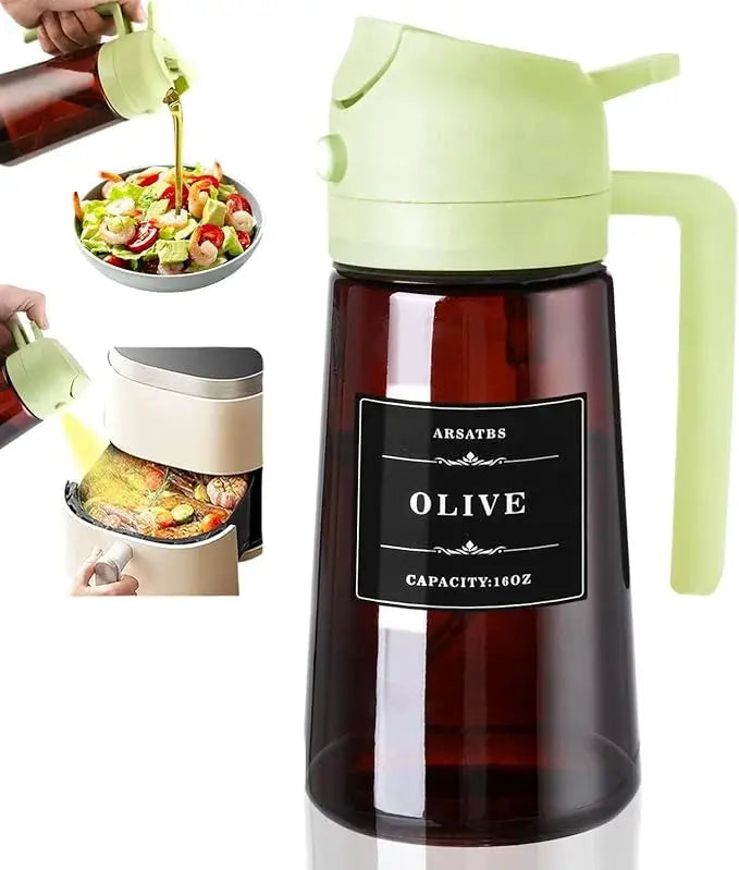 Oil Dispenser | 2-in-1 Sprayer | Glass, Leakproof | 16oz