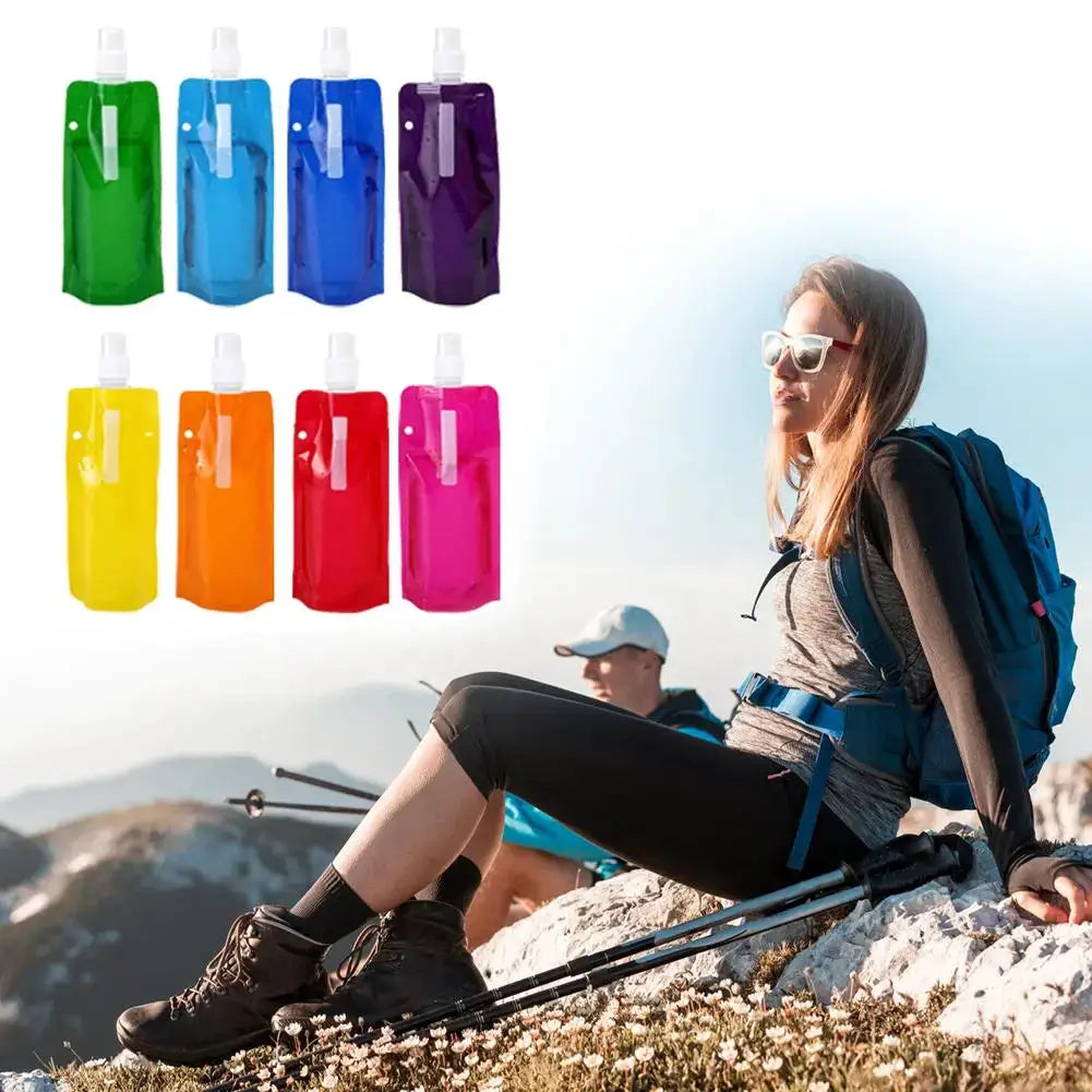Cycling Water Bottle Foldable Portable 480ml Leak-Proof Durable Sport Water Bag Climbing and Camping Folding Water Bottle from PriceLows™
