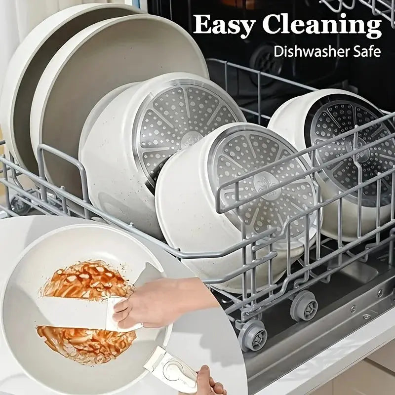 White 15pcs Non-Stick Pot And Pan Set, Kitchen Cookware with Removable Handle, PFAS And PFOA Free, Kitchenware, Mother'S Day Gif from PriceLows™
