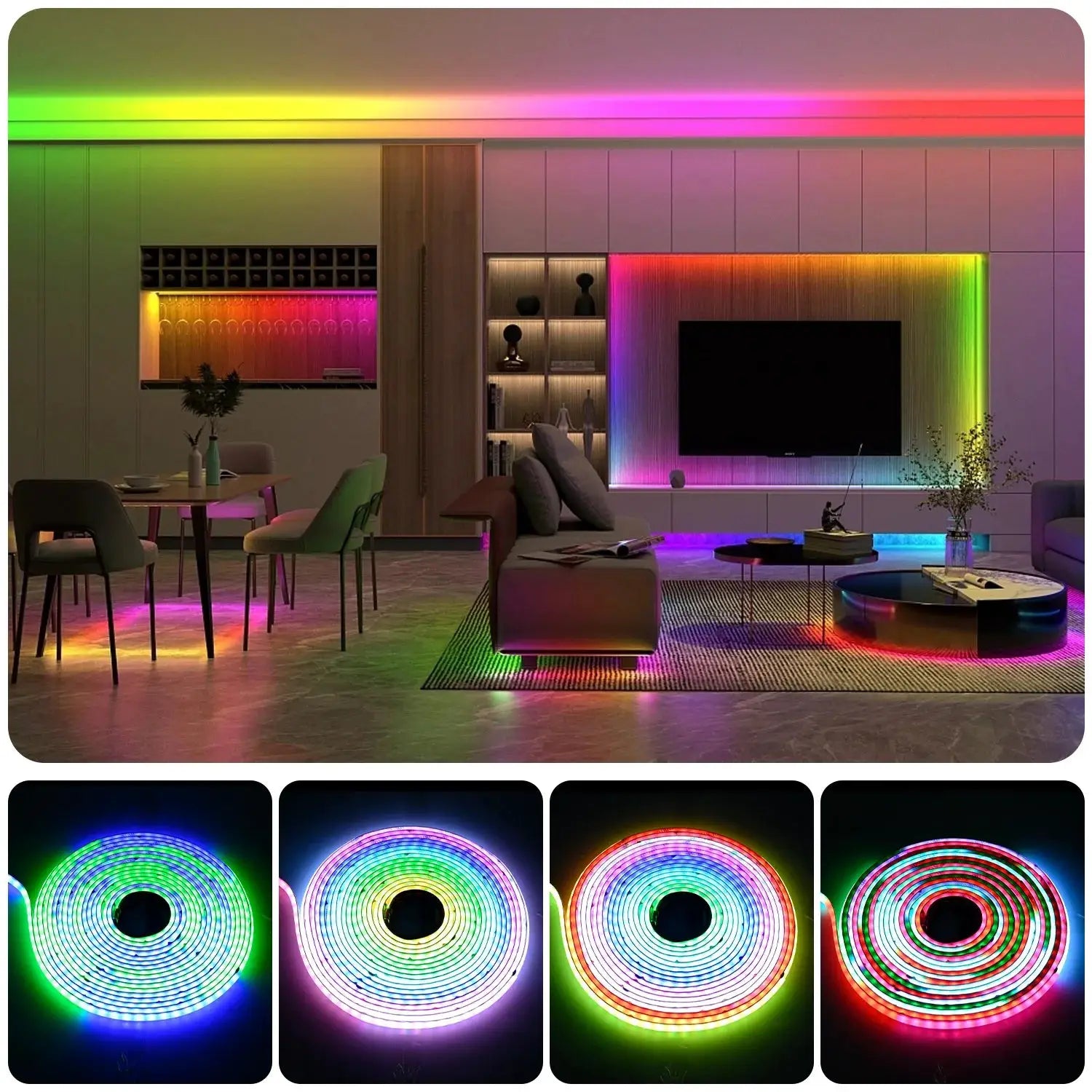 SPI COB LED Strip WS2811 RGB+IC Addressable 420LEDs/m Pixel Dream Color High Density Flexible FCOB Led Lights RA90 WS2812B from PriceLows™