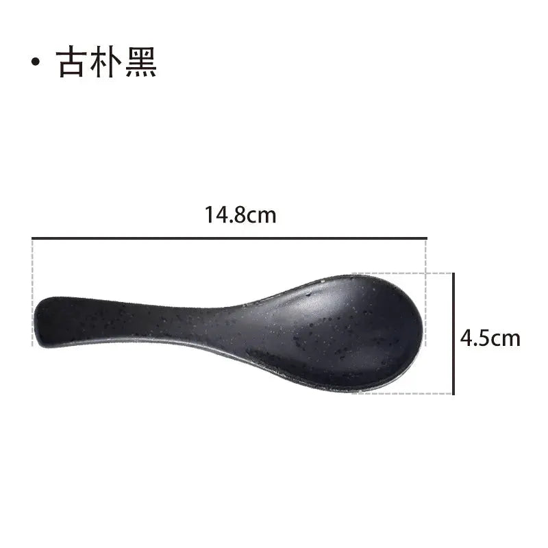 Ceramic Spoon Japanese Retro Bone China Green Black 14.5*4.5cm Rice Scoop Tableware Household Kitchen Supplies Dinnerware from PriceLows™