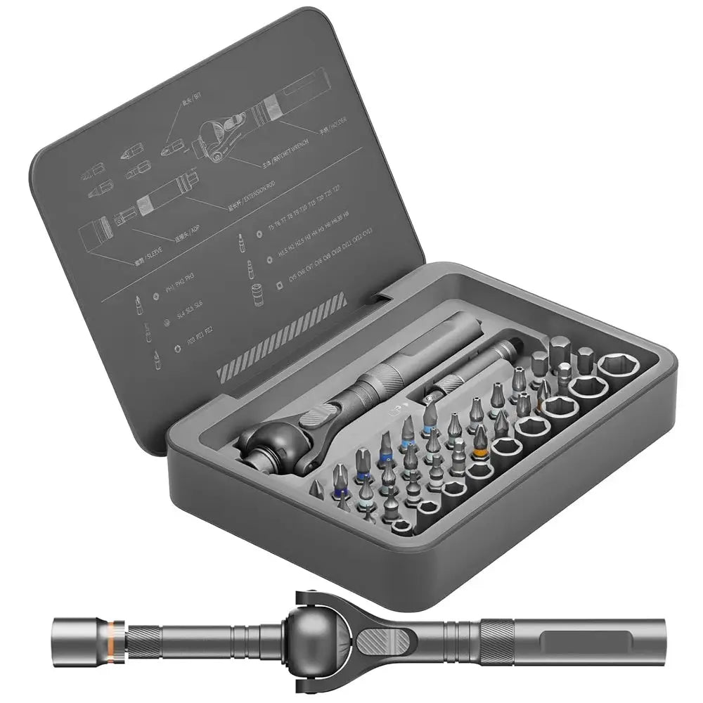 Galacok 40 in 1 Magnetic Ratchet Screwdriver Set, Multi-functional Wrench Set with 180° Adjustable Handle S2 Bits and Socket Set from PriceLows™