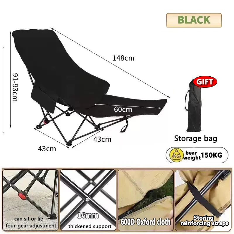 Camping Chair | Four Position Adjustable | Metal Frame | One Size