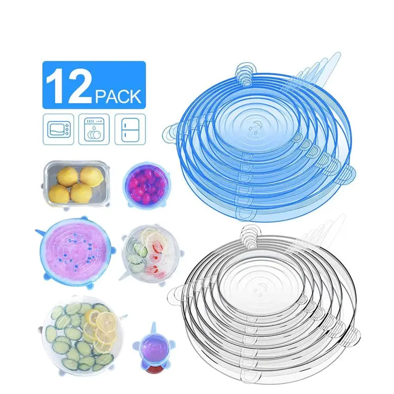 Silicone Stretch Lids | Food Grade | Universal Size | 6 To 12 Piece Set