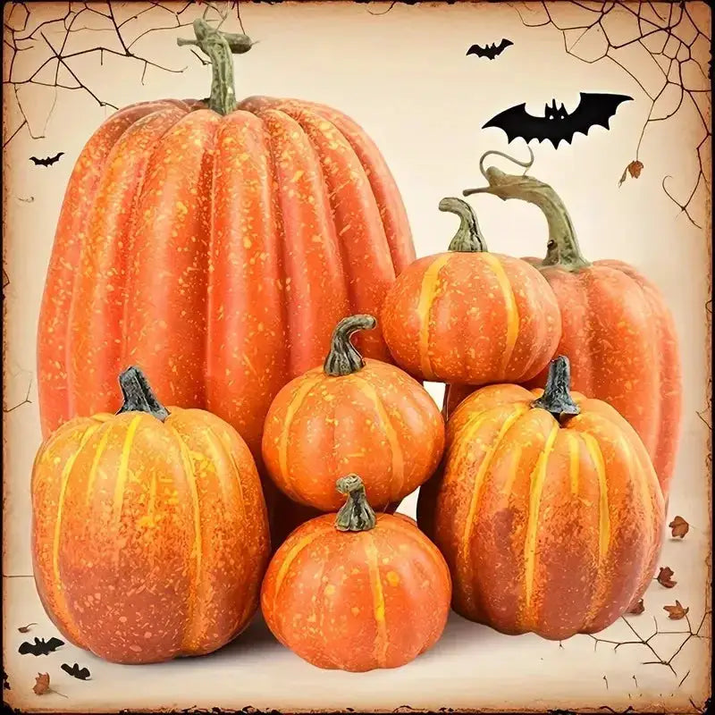 Artificial Pumpkins | Foam Plastic | Orange Color | 7 Piece Count
