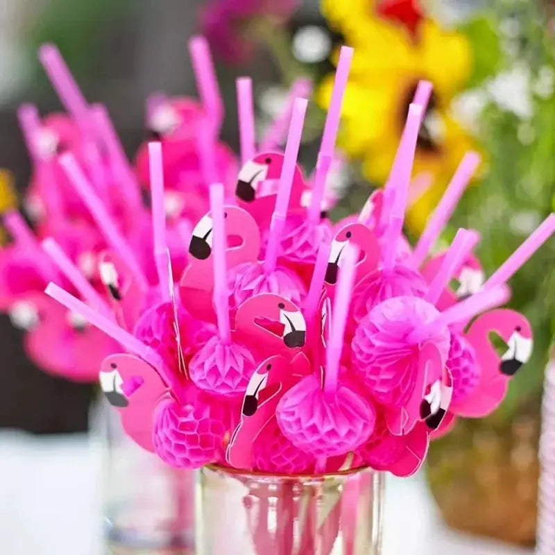 Disposable Flamingo Straw | Tropical Pineapple Design | 25 Or 50 Pieces