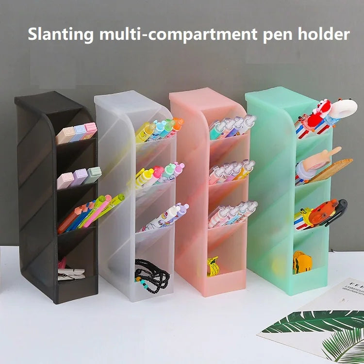 Desk Pen Organizer | Plastic Matte Finish | Square Shape | ZBT02