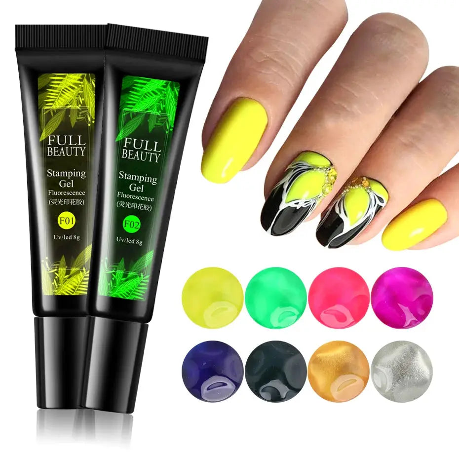 5/6pcs Fluorescent Stamping Plates Gel Nail Polish Manicure Set Hybrid Lacquer Gel For Nails Art Template Printing Accessories from PriceLows™