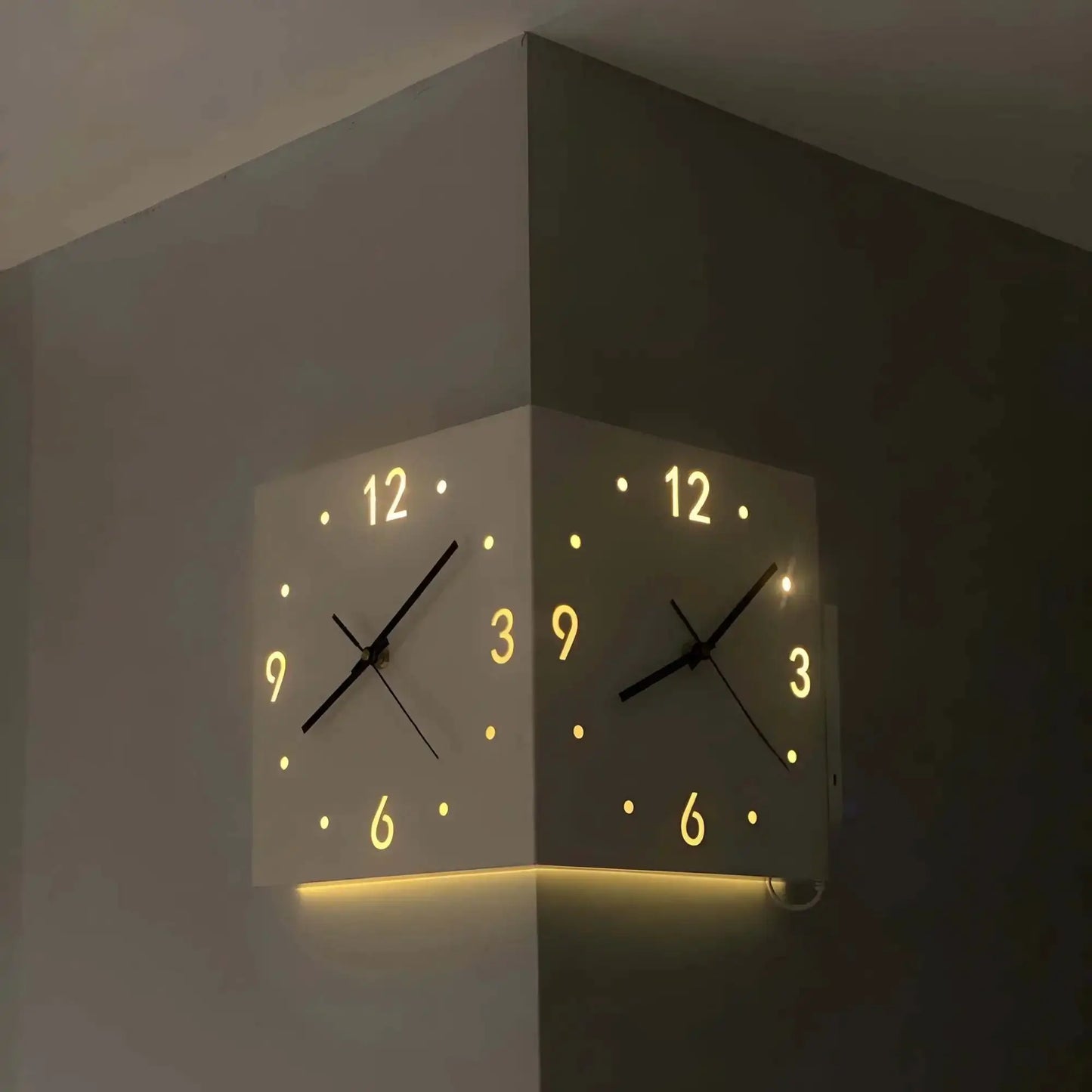 Corner Modern Wall Clock, Stylish Double-sided Luminous Wall Clock, Sensor Luminous Corner Wall Clock, Mute Wall Clock from PriceLows™