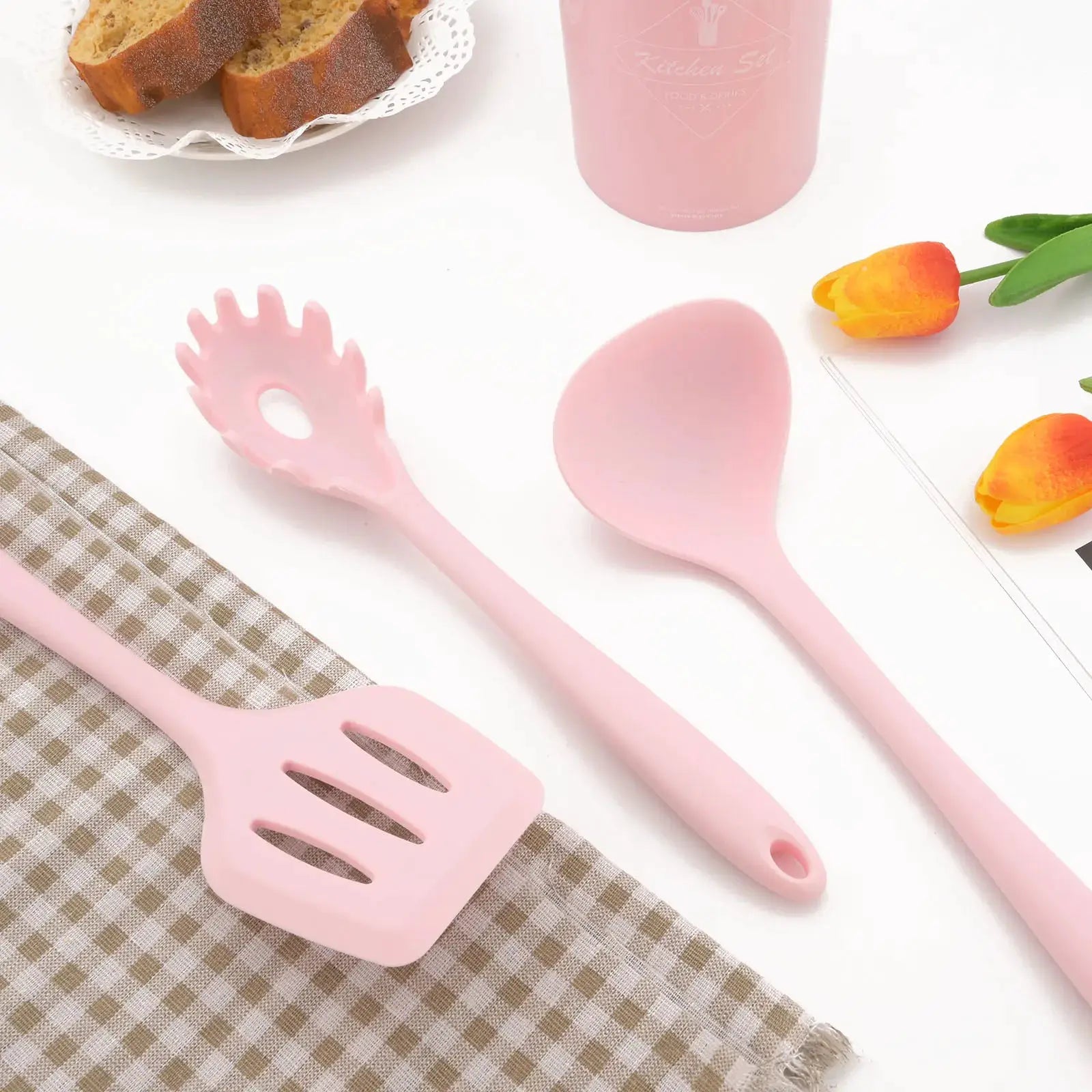 12Pcs Pink Silicone Cooking Utensils Set Non-Stick Pan Baking Tools Kitchenware Spatula Spoon Food Tongs Kitchen Kit with Box from PriceLows™