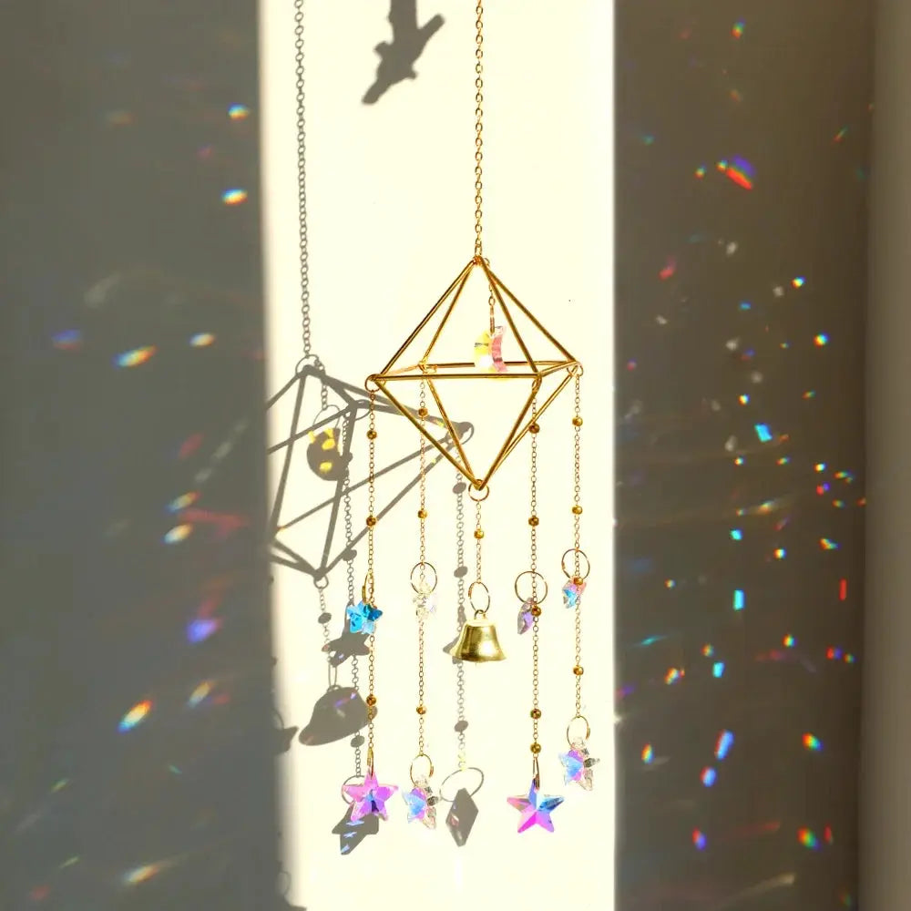 Rainbow Star Moon Wind Chimes, Sun Catcher Outdoor Window Home Decoration Garden Car Pendant from PriceLows™