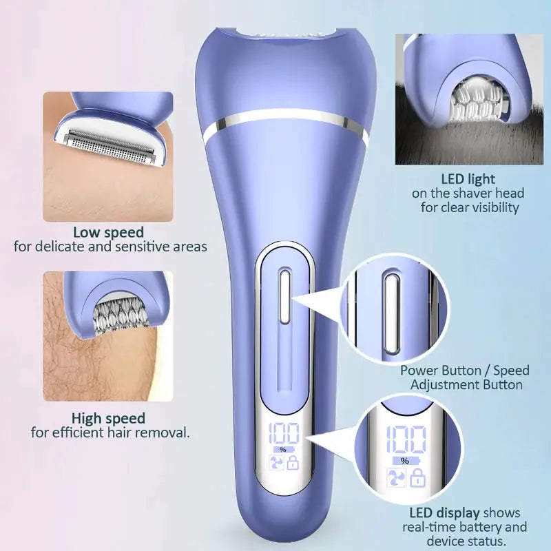 Women Multigroom Hair Epilator 90 Min Battery With Foot And Brush