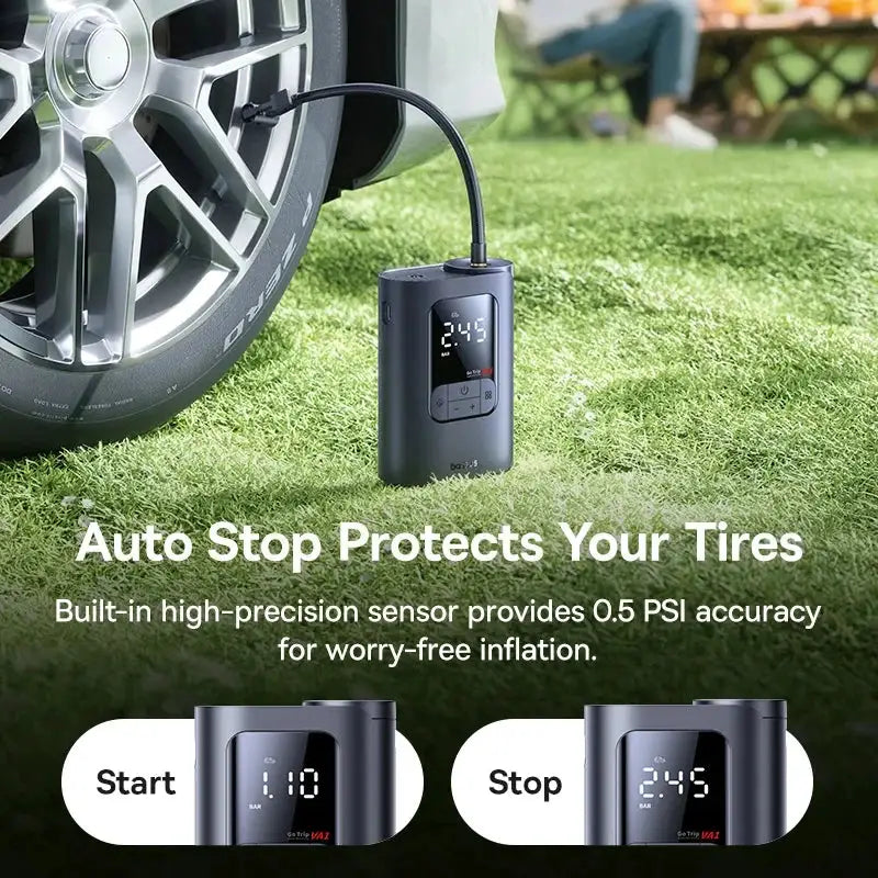 Portable Air Pump | 7500mAh Battery | Auto Stop, 5 Presets | Car/Motorcycle/Bike