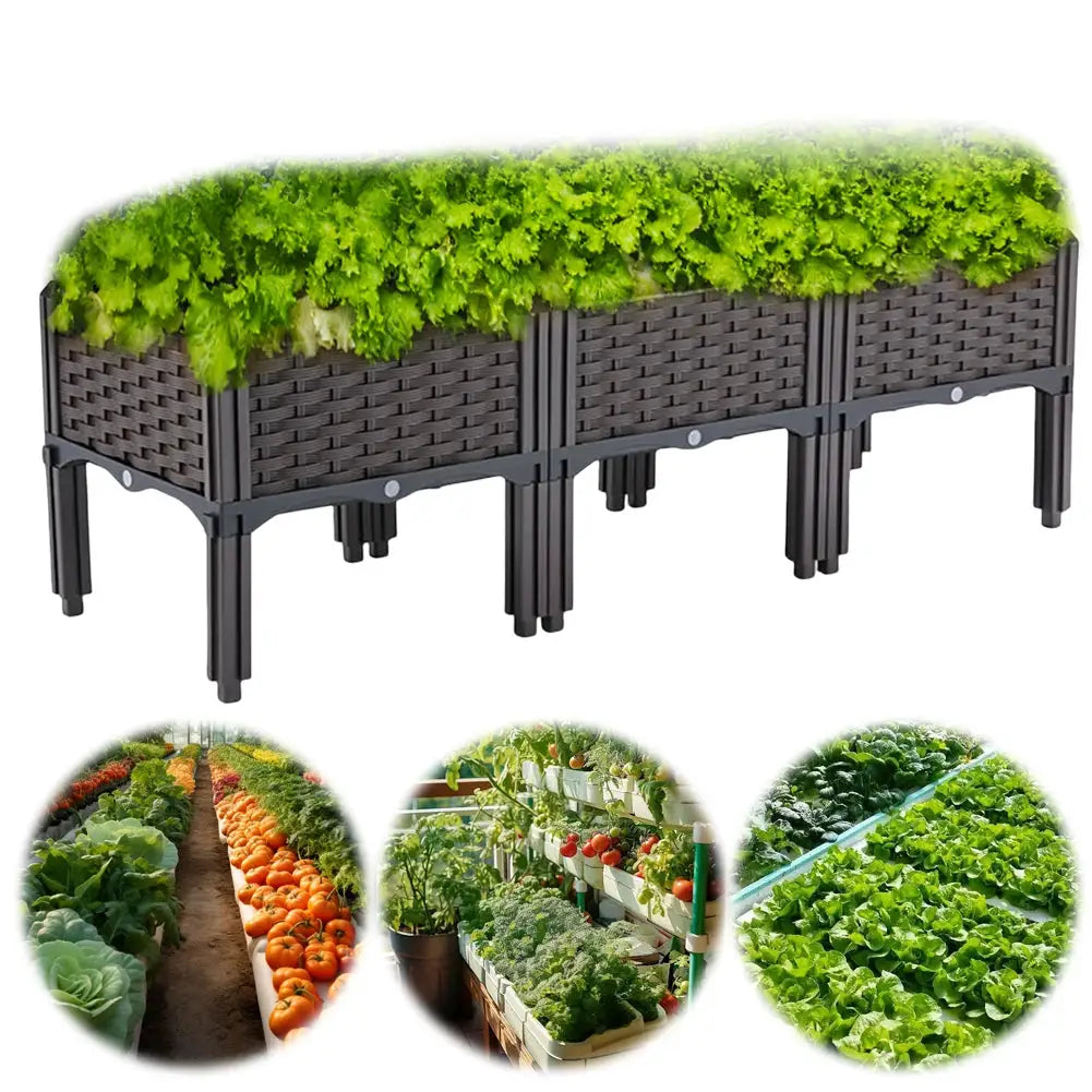 Plastic Large Flower Pot Box with Legs Raised Garden Bed Elevated Planting Container for Gardening Vegetables Fruit Flowers Herb from PriceLows™