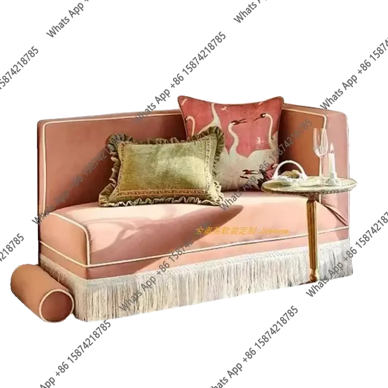 Sofa | French Retro Style | Pink Fringe Fabric | Single