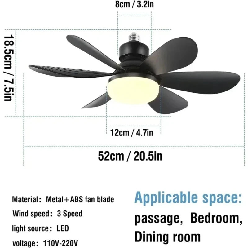 Ceiling Fan With Light | Remote | E27 Socket | Bedroom Kitchen