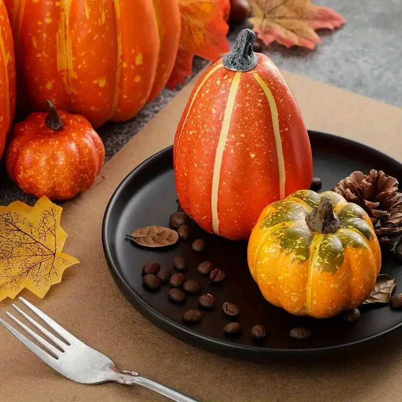 Artificial Pumpkins | Foam Plastic | Orange Color | 7 Piece Count