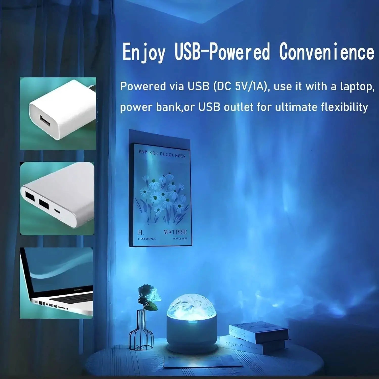 Light, Rotating Water Pattern, Plastic Build, Bedroom Dynamic Night Lamp for All, Ocean Wave Projector, Flame Romantic Ambiance with Remote, 15 Color Patterns,Projects Water Ripple Effects onto Walls from PriceLows™