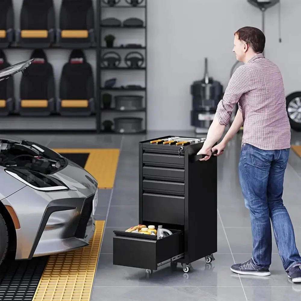 5-Der Metal Tool Storage Cabinet with Wheels,Rolling Tool Chest with Der and Locking Keys,Heavy Duty Tool Storage Organizer or G from PriceLows™