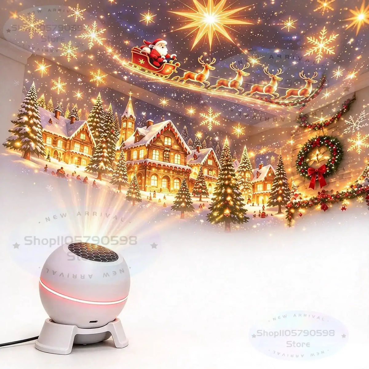 Christmas Projection Night Light | Wall Ceiling Display | Plug In | Holiday
