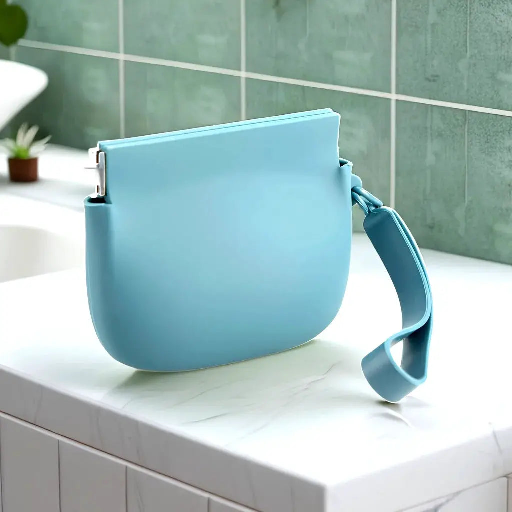 Dog Treat Bag | Silicone Construction | Secure Snap Closure | Black Blue Green