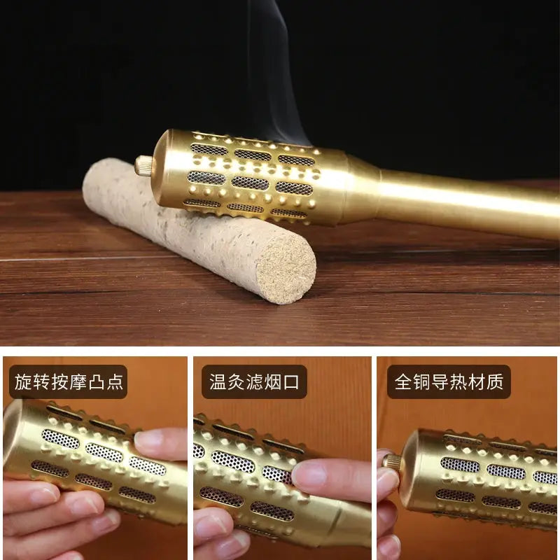 Brass Moxibustion Rod | Rotable Body Massager | Skin Tightening Meridian Tool