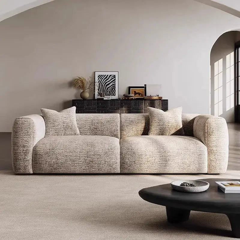 Mid-Century Sofa | White Fabric | Retro Cream Style | Small Living Room from PriceLows™