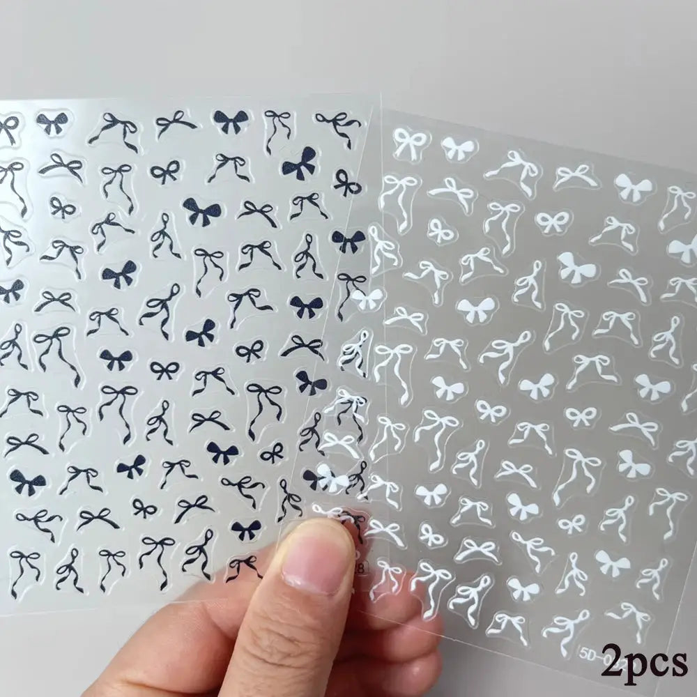 2Sheets French Gradient Line Nail Art Stickers 3D Self-Adhesive White+Black Slider Design Stencil Manicure Guides DIY Nail Decor from PriceLows™