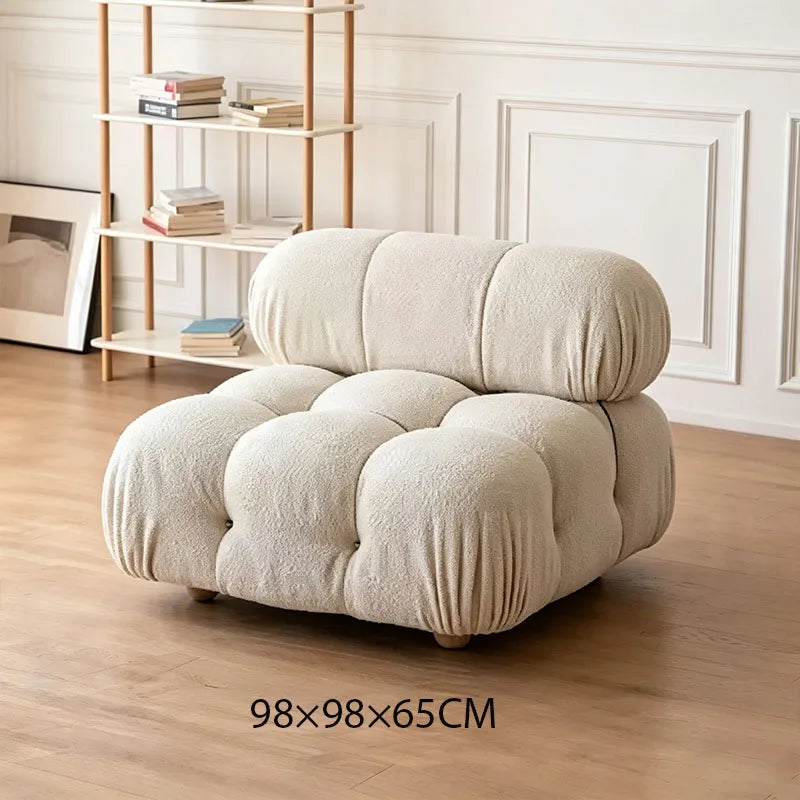 Sectional Sofa | Nordic Design White Fabric | Modular L-Shaped | With Armrests