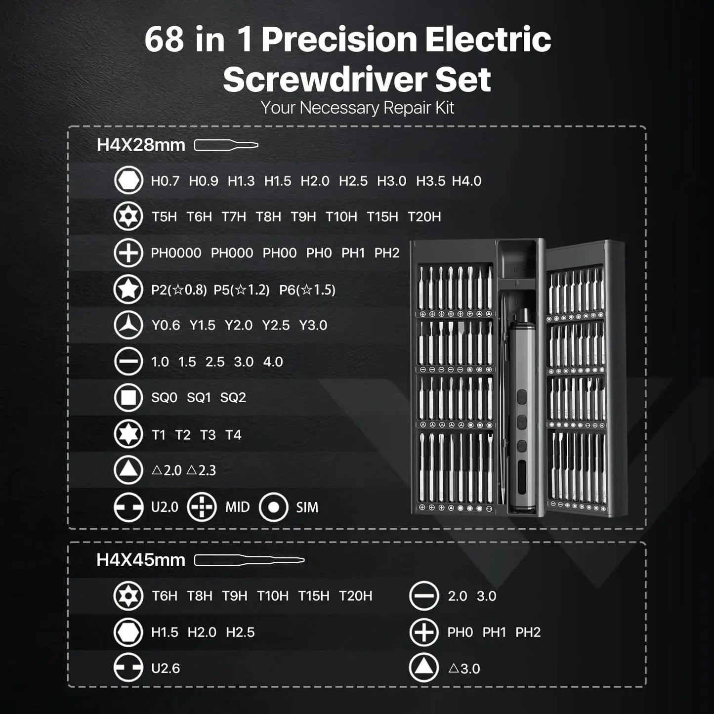 68 in 1 Mini Electric Screwdriver Set with 64 Magnetic Bits 5 Torque Settings Cordless Precision Screwdriver Kit Power Tool Set from PriceLows™