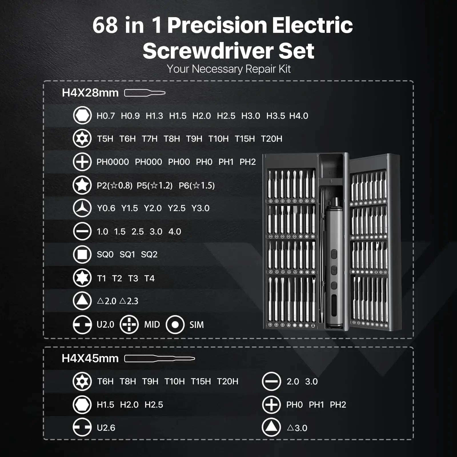 68 in 1 Mini Electric Screwdriver Set with 64 Magnetic Bits 5 Torque Settings Cordless Precision Screwdriver Kit Power Tool Set from PriceLows™
