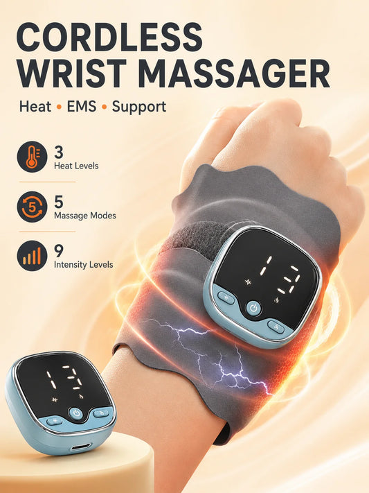 Cordless Wrist Massager | 3 Heat Levels | 5 Modes | Unisex