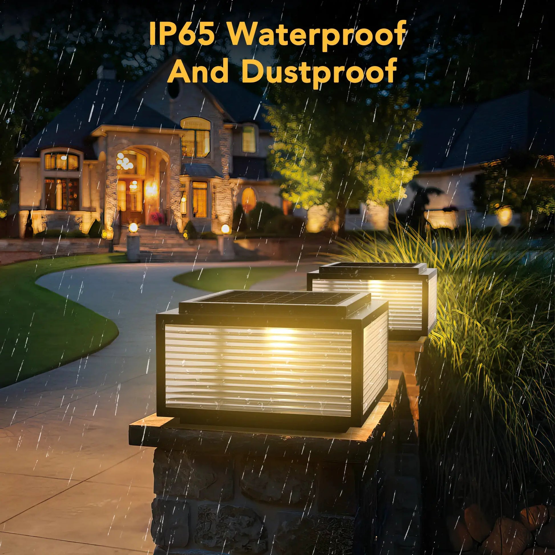 Solar Pillar Lights Outdoor, 30cm Metal&Glass Solar Post Cap Lights, Outdoor Post Lights Solar Powered Ip67 Waterproof from PriceLows™
