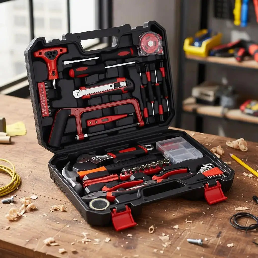19pcs 43pcs 108pcs DIY Hand Tool Kit Set with Saw Screwdriver Hammer Tape Wrench Pliers for Home Improvement and Repair from PriceLows™