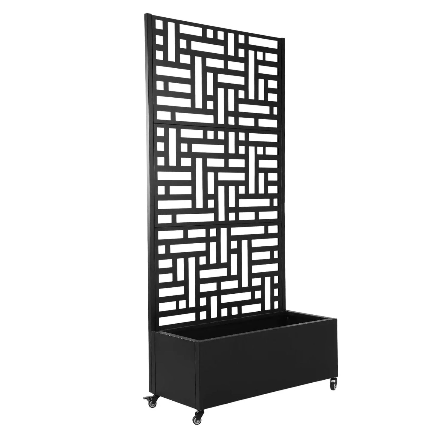 Metal Standing Planter Box with Trellis and Wheels 70.87x35.43x15.75 Inch Raised Box Suitable for Climbing Plants and Vegetables from PriceLows™
