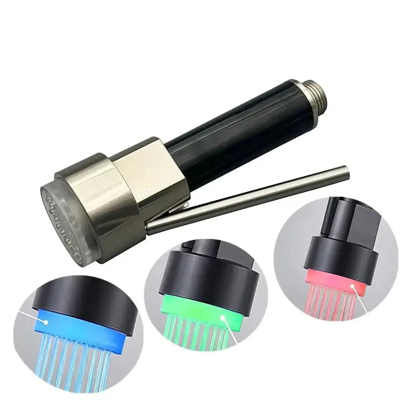 Kitchen Faucet Sprayer | Dual Spouts | Led Light | Black Brushed Chrome