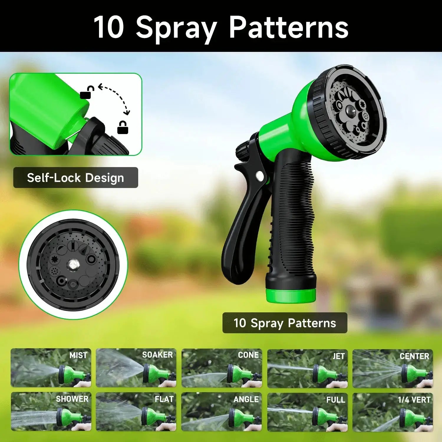 GardenJoy 50-100FT Expandable Garden Hose with Holder &10 Spray Nozzle 3/4 inch Flexible water hose Home Garden Watering Hose from PriceLows™