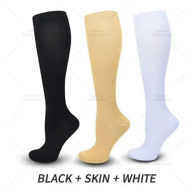 Compression Socks | 15 To 20 Mmhg | Knee High | 3 Pair Pack