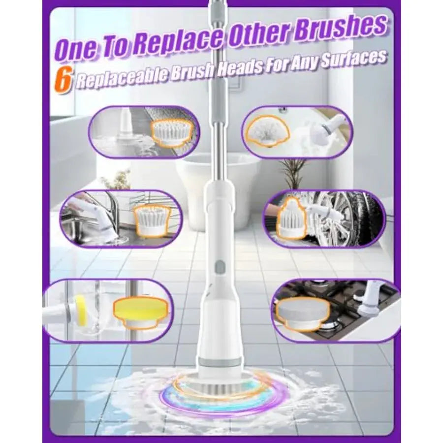 Electric Spin Scrubber | Cordless | 2-Speed IPX | Six Brush Heads