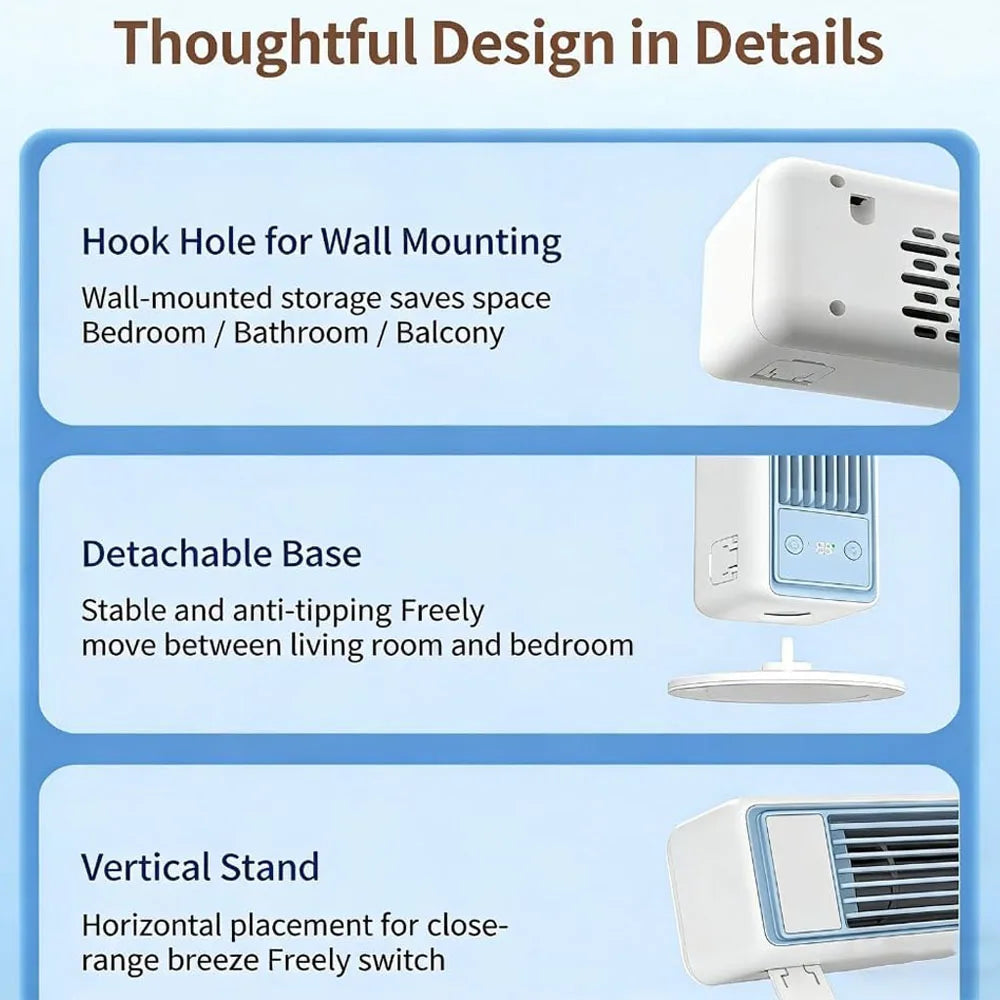 Portable Fan | 3600mAh Battery | 0-100 Speeds | One Size